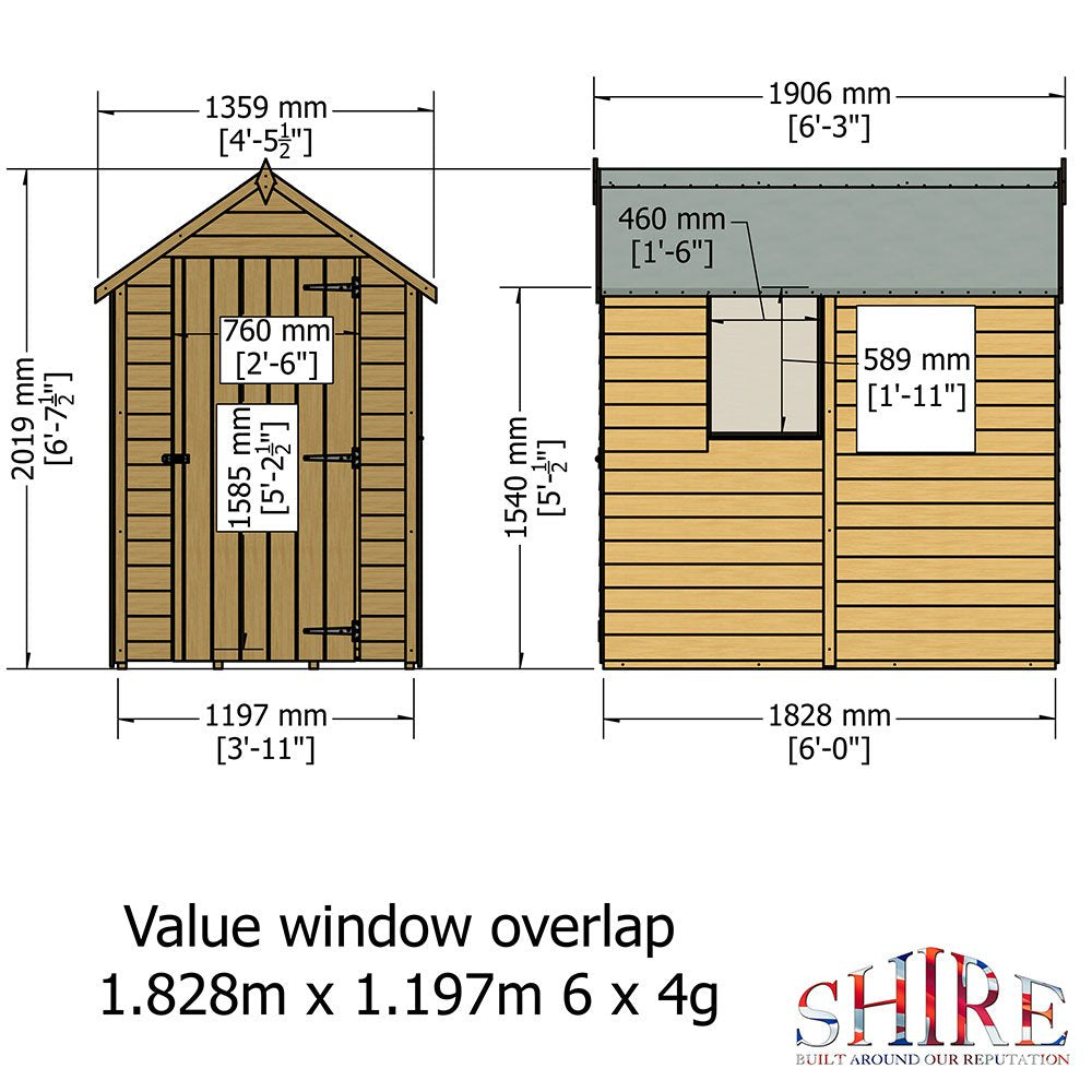 Shire Value Overlap 6ft x 4ft Shed - Image 7