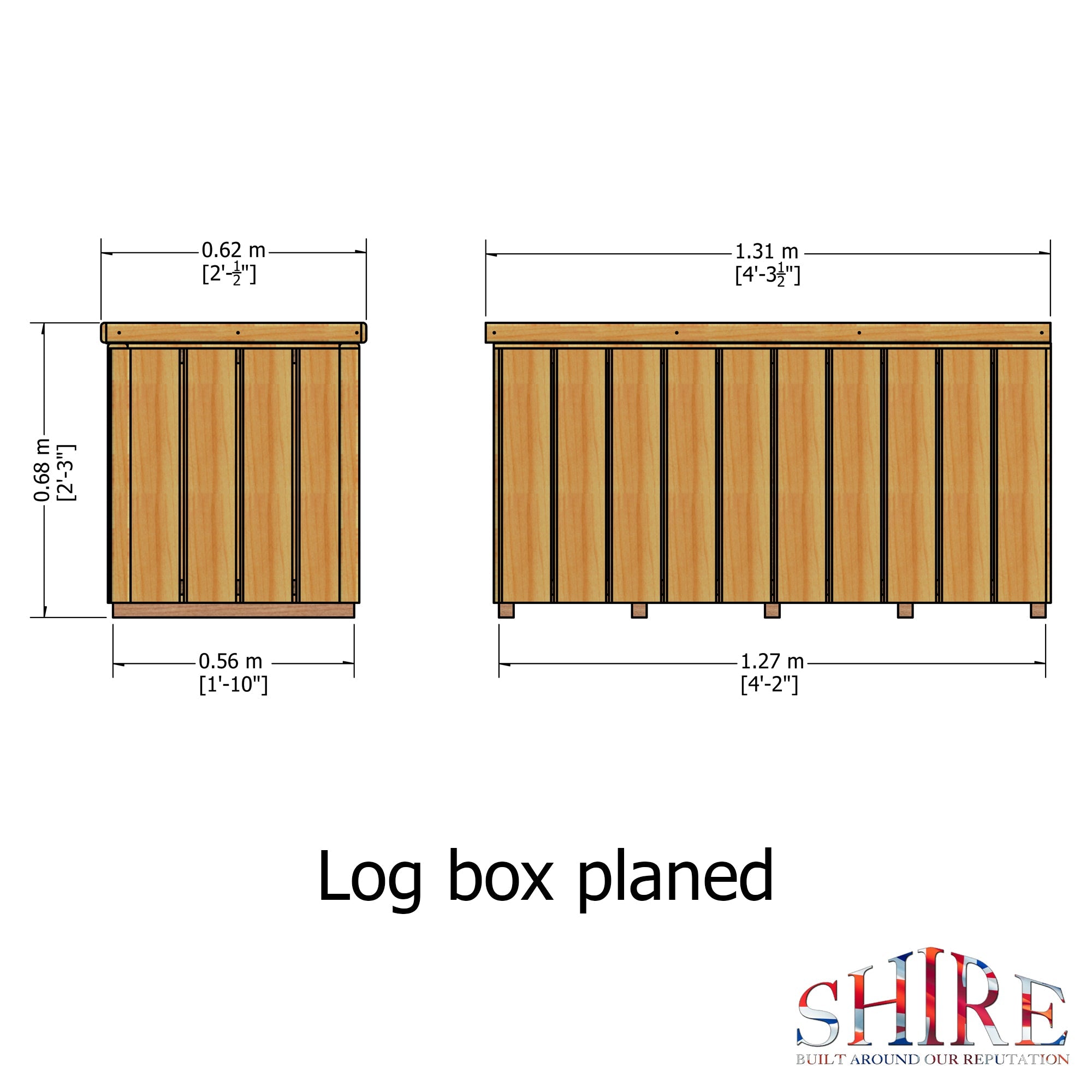 Shire Pressure Treated 4ft x 2ft Log Box - Planed Timber - Image 6