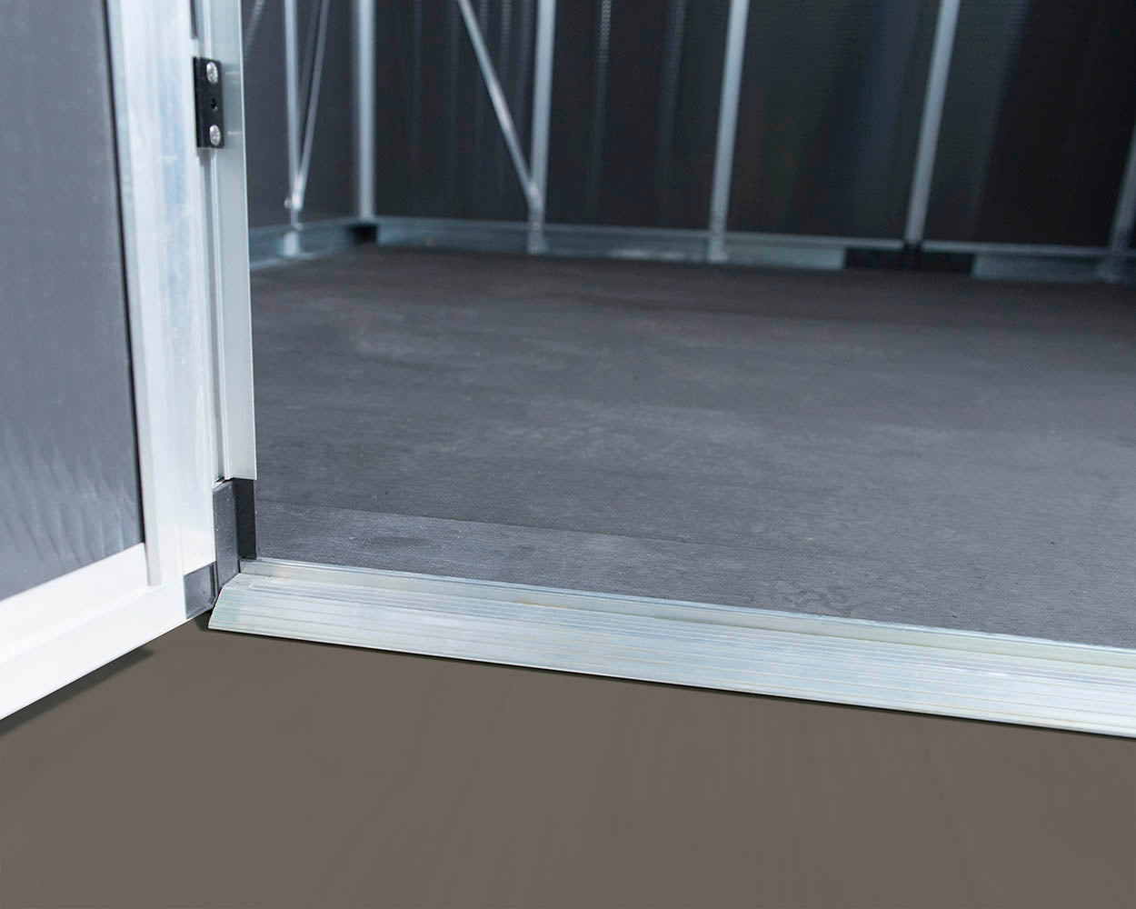 Palram Canopia Yukon 11 ft. x 13.1 ft. Shed Kit With Floor - Dark Grey - Image 6
